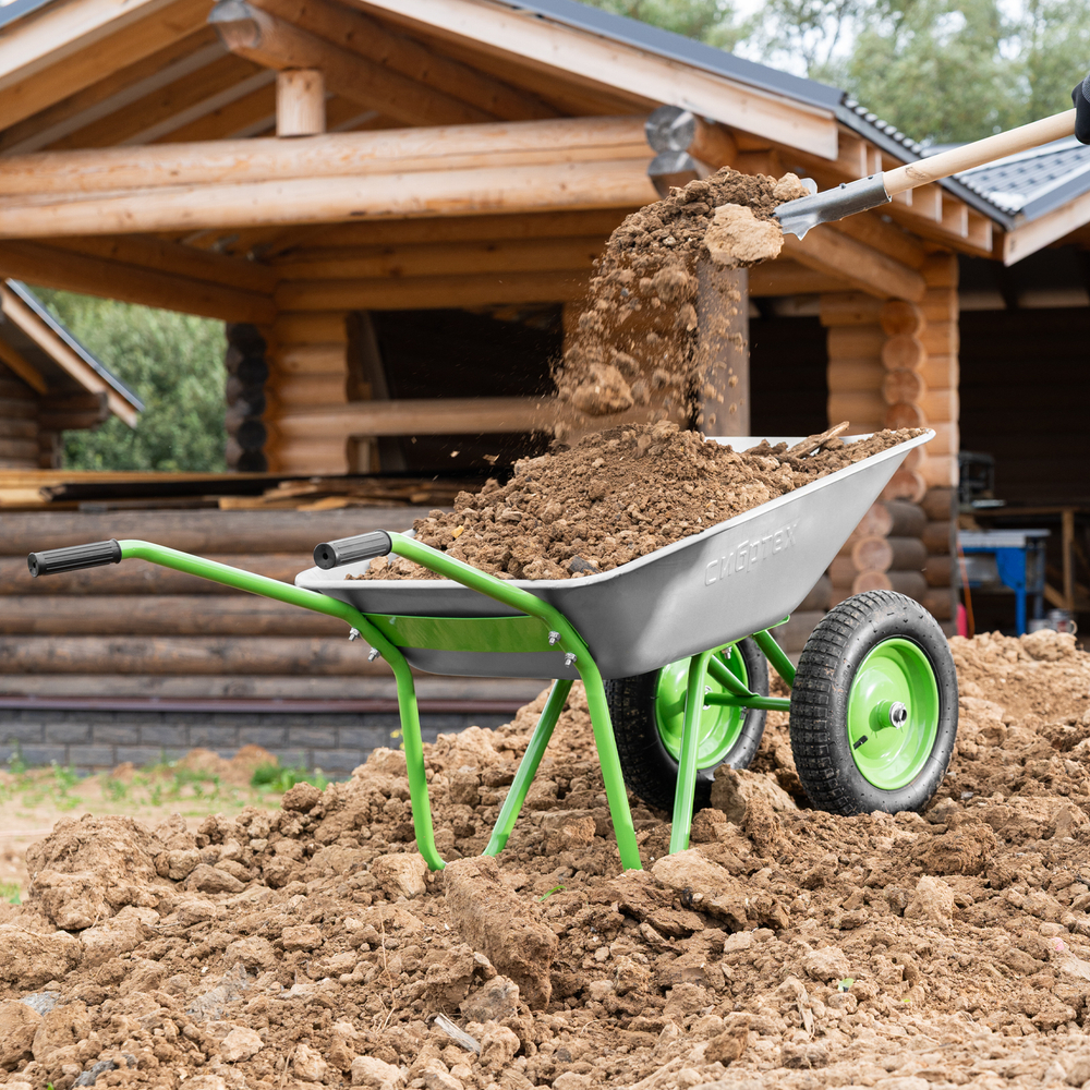 Тачка садовая, 2-х колесная, грузоподъемность 120 кг, объем 65 л Сибртех