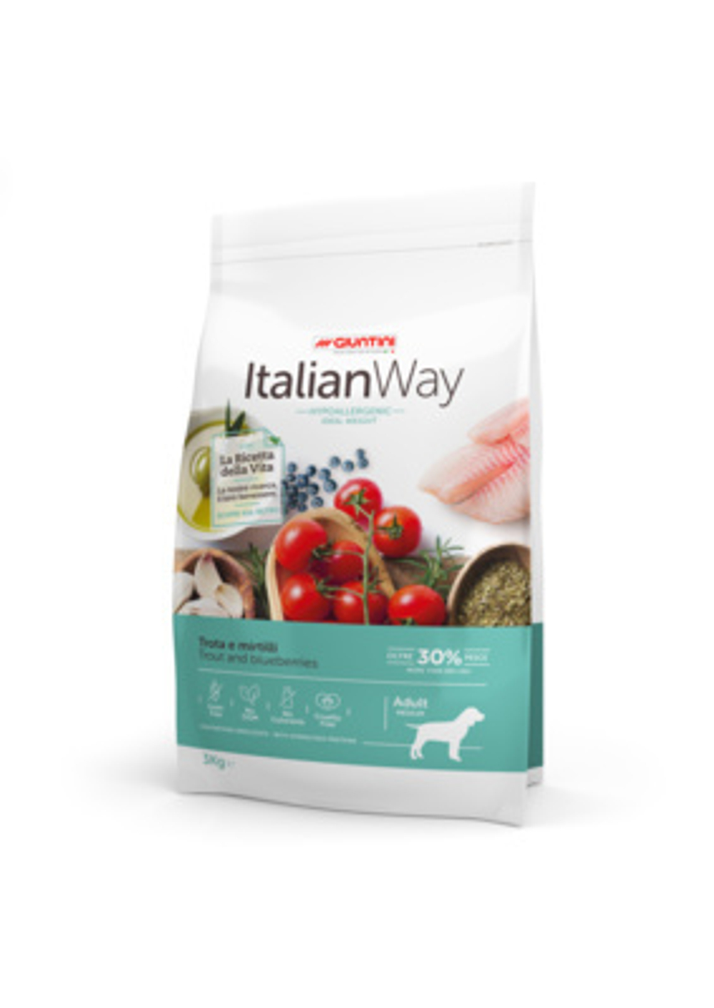 Italian Way Корм для собак со свежей форелью и черникой,контроль веса и профилактика аллергии (ITALIAN WAY MED IDEAL WEIGHT TROUT/BLUEBERRY) 12 кг