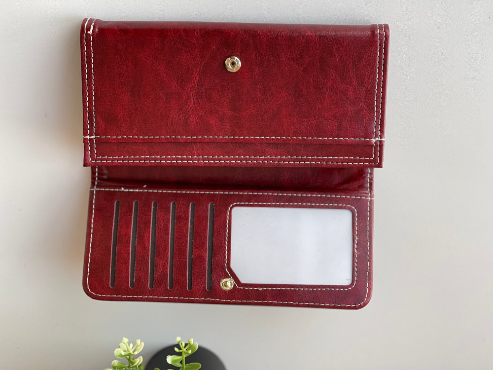 Кошелек женский, классика, искусственная кожа, множество отделений, красный