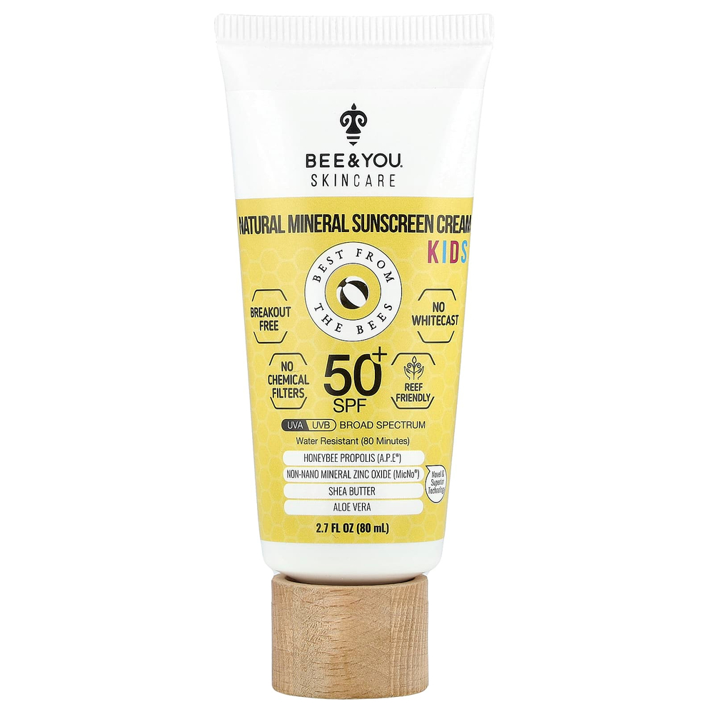 Bee & You, Детский, солнцезащитный крем с натуральными минералами, SPF 50+, 80 мл (2,7 жидк. Унции)