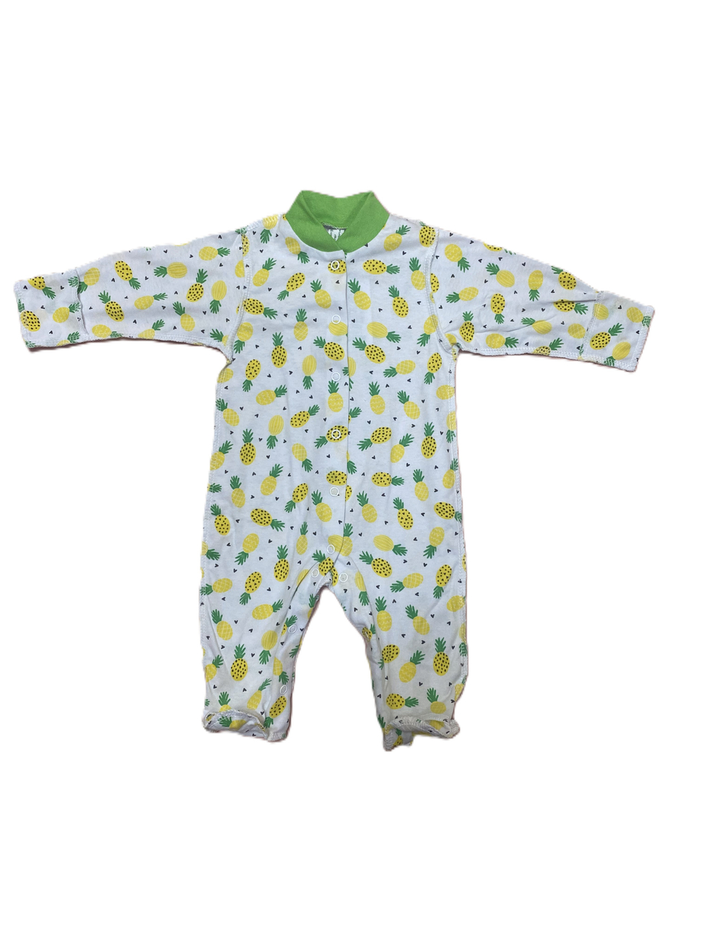 Комбинезон с закрытой ножкой на кнопках из кулирки (100% хлопок) с антицарапками и швами наружу на рост 62 см