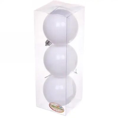 Новогодние шары 7 см (набор 3 шт) «Глянец», белый