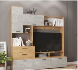 Гостиная "Дуся ДГ 183.1" (дуб бунратти\цемент+дуб бунратти), ДСВ Мебель