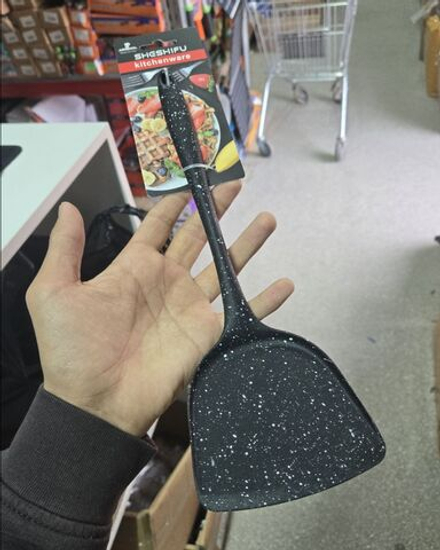 Лопата силиконовая черная с белыми точками SHESHIFU