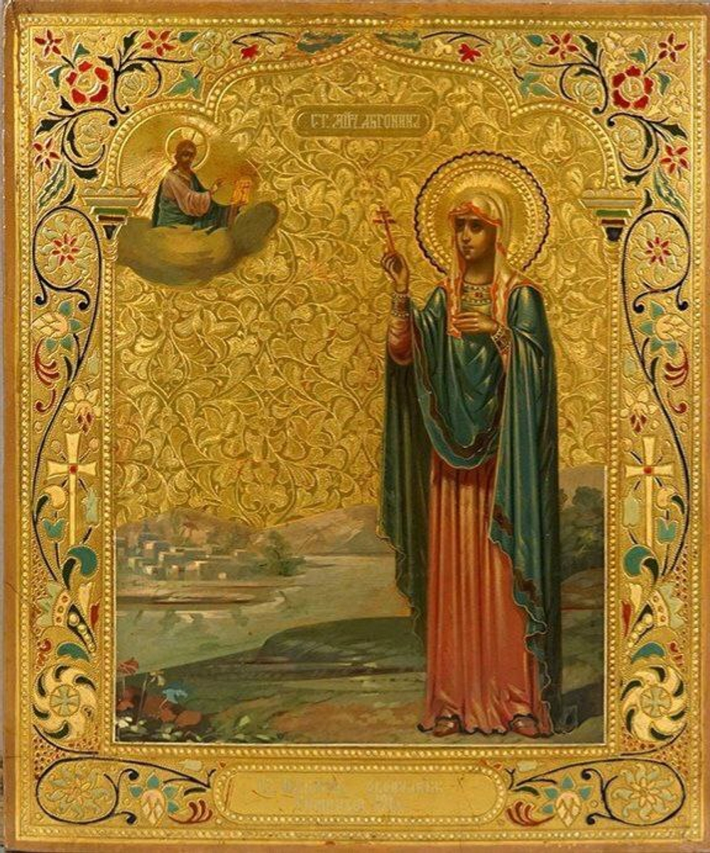 Антонина Никейская святая мученица. Деревянная икона на левкасе