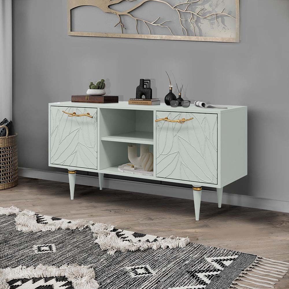 Тумба под ТВ Арт Колор leaves 117см Классик Голд Серый дым