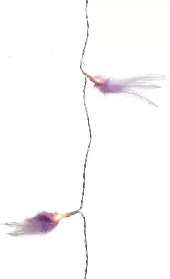 Светодиодная гирлянда Перышки фиолетовые 180 см., 10 теплых белых LED, батарейки, прозрачный провод, Kaemingk (481918/1)