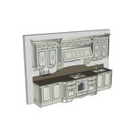 Комплект кухонной мебели с островом Pantheon, цвет белый, комплект бытовой техники включает в себя встраиваемую вытяжку, смеситель, духовой шкаф и варочную поверхность, 49450/2