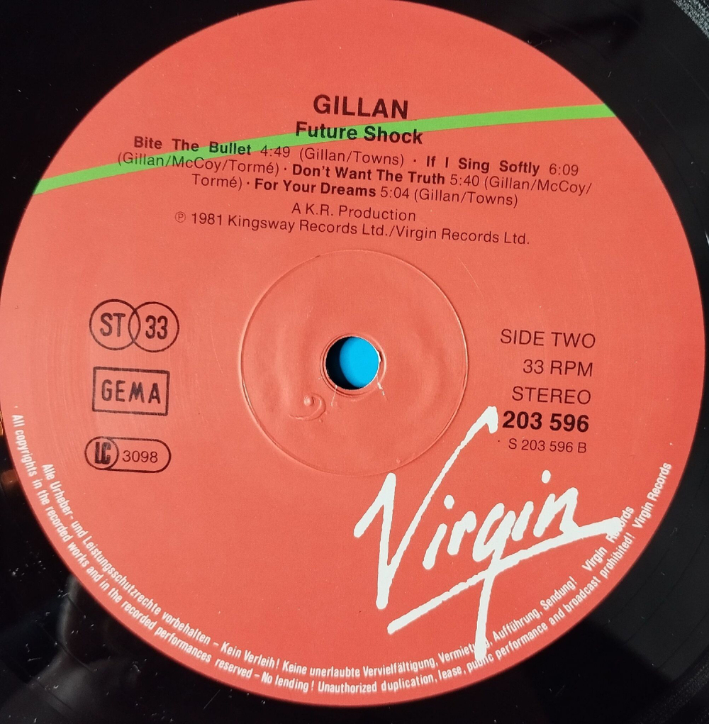 Винтажная виниловая пластинка LP Gillan Future Shock (Germany 1981)