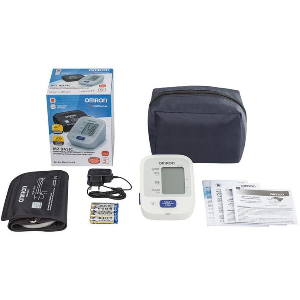 Тонометр OMRON M2 Basic HEM-7121-ALRU, автоматический, манжета 22-42 см, с адаптером