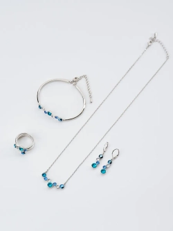 Серьги-подвески Эльза с синими кристаллами Swarovski