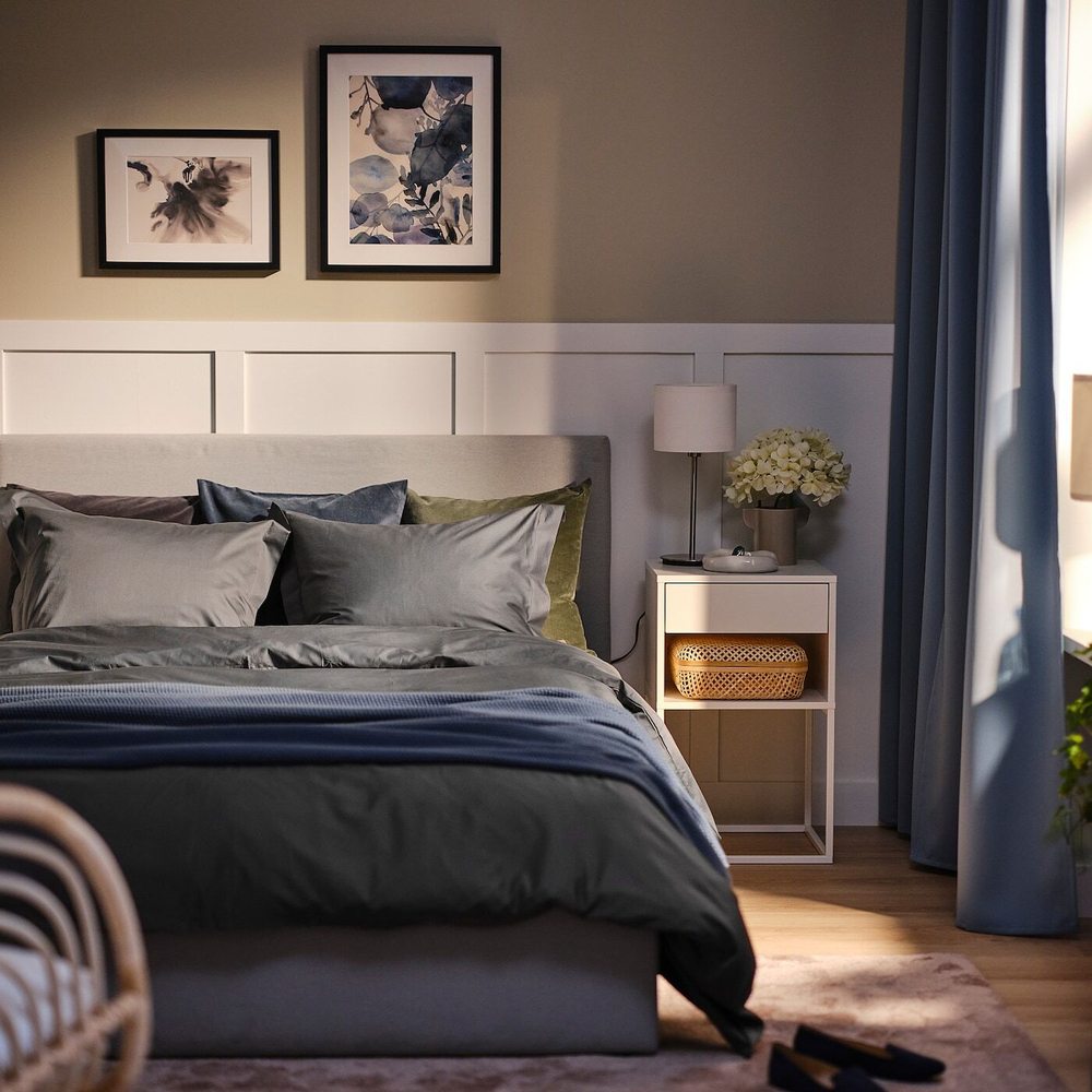IKEA LUKTJASMIN  (ИКЕА ЛУКТЙАСМИН)  -  Пододеяльник и наволочка, темно-серый, 150x200/50x60 см