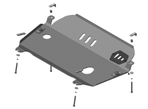 Усиленная защита Motodor картера двигателя, кпп. 5 мм, алюминий. для Toyota Highlander 2014-2020 арт.32519