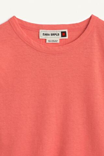 ZARA ТОП С КРУГЛЫМ ВЫРЕЗОМ, ОРАНЖЕВЫЙ МЕЛАНЖ