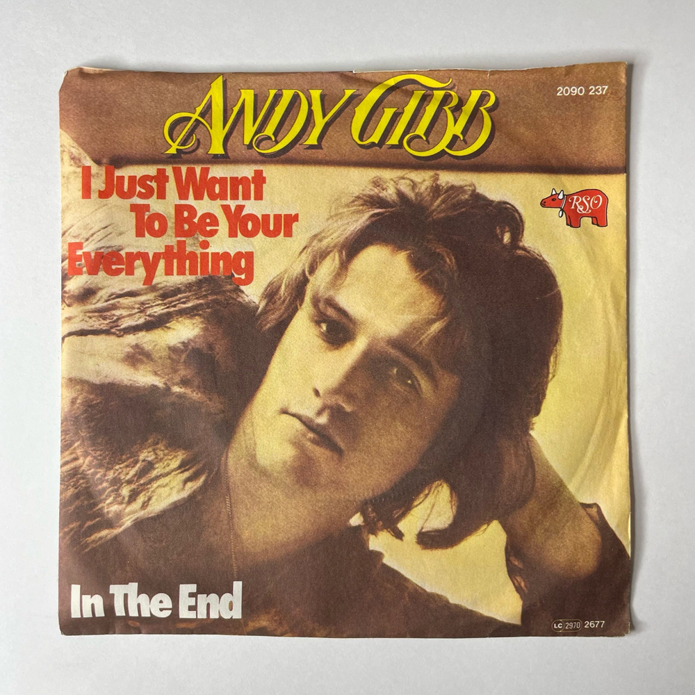 Винтажная виниловая пластинка 7 дюймов (маленькая пластинка) Andy Gibb, I Just Want To Be Your Everything / In The End (Germany 1977)