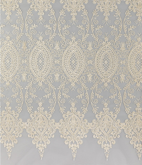 Тюль Legrand Долорес белый с золотом с фигурным краем