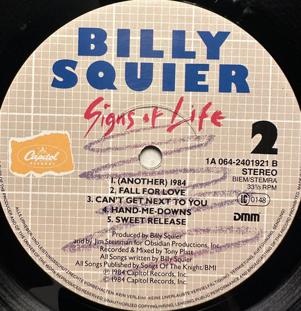 Billy Squier - Signs Of Life (Европа 1984г.)