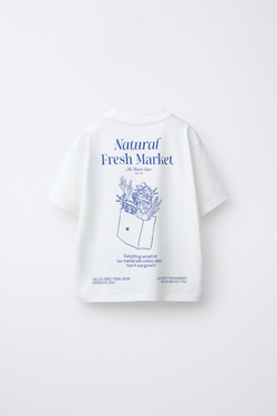 ZARA ФУТБОЛКА С ВЫШИВКОЙ И НАДПИСЬЮ, БЕЛЫЙ