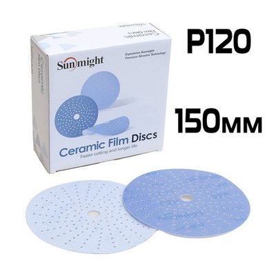 Шлифовальный круг CERAMIC L712T 150мм на липучке с мультипылеотводом P120