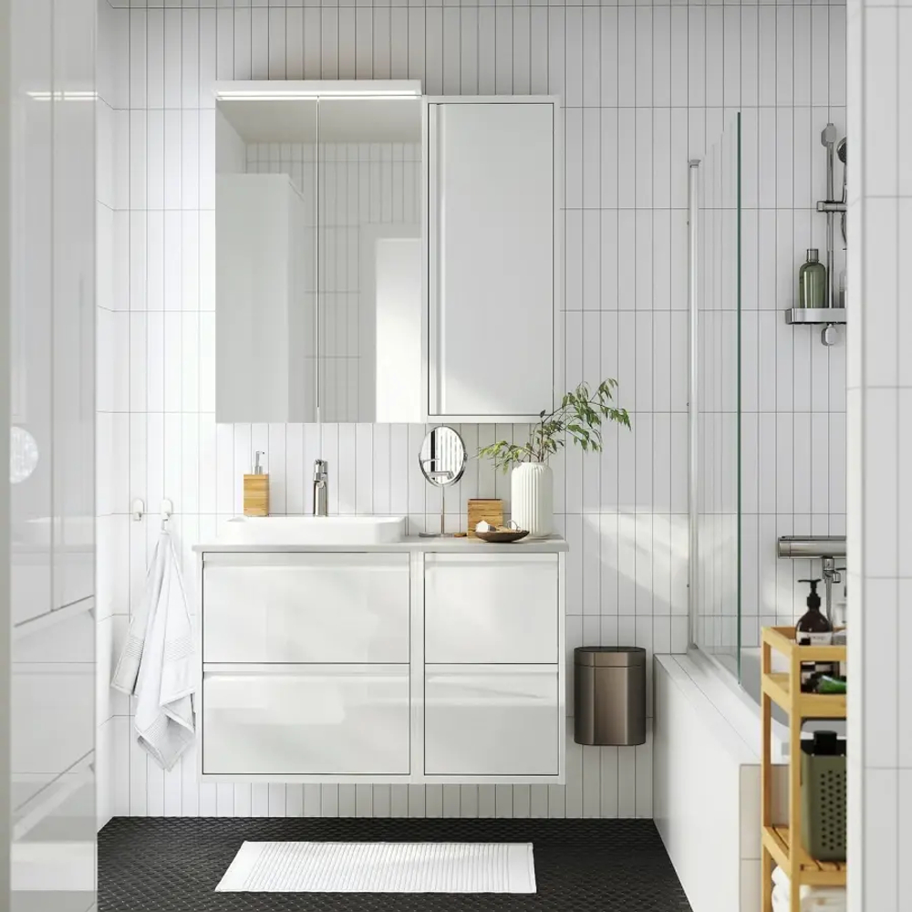 Навесной шкаф - ÄNGSJÖN / АNGSJОN IKEA/ ЭНГСЬЕН ИКЕА, 95х40 см, белый