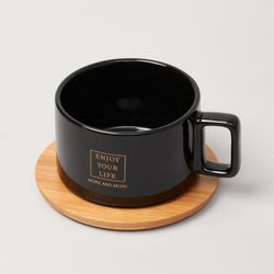 ЧАЙНАЯ ПАРА LEFARD BLACK 300 МЛ С БАМБУКОВЫМ БЛЮДЦЕМ