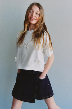 ZARA ДЖИНСОВАЯ ЮБКА-ШОРТЫ, ТЕМНО-СИНИЙ