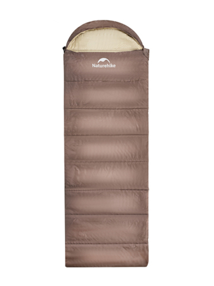 Спальный мешок Naturehike U250 с капюшоном, коричневый (NH20MSD07)