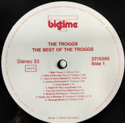 Винтажная виниловая пластинка LP The Best Of The Troggs (Germany 1985)