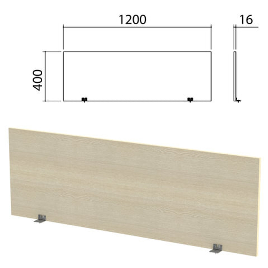 Экран-перегородка "Канц" 1200х16х400, цвет дуб молочный (КОМПЛЕКТ С ФУРНИТУРОЙ)