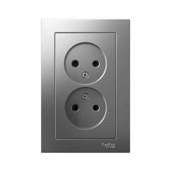 Розетка 2-м СП AtlasDesign 16А IP20 без заземл. в сборе сталь SE ATN000920