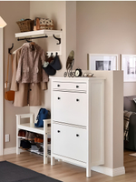 IKEA Обувница 3 ящ, HEMNES 89х127х30, черная/св-коричневая, из массива сосны, КЫМОР (ХЕМНЭС ИКЕА)