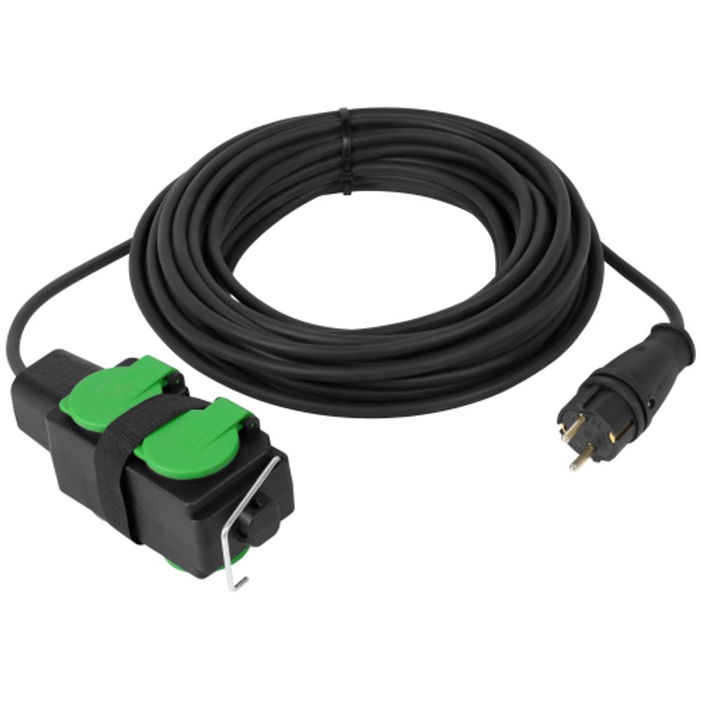 Удлинитель силовой ЭРА GREEN LINE UDL-KG-3x2,5m-10m-IP44 с крышками с заземлением 4 розетки 10м КГ 3x2.5мм2 IP44 | Силовые удлинители
