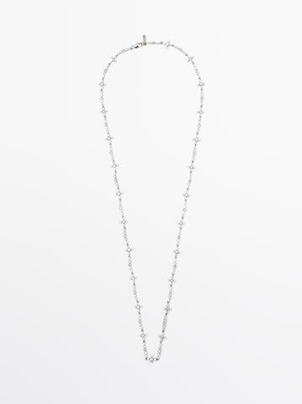 Massimo Dutti Каскадная подвеска со стразами, серебряный