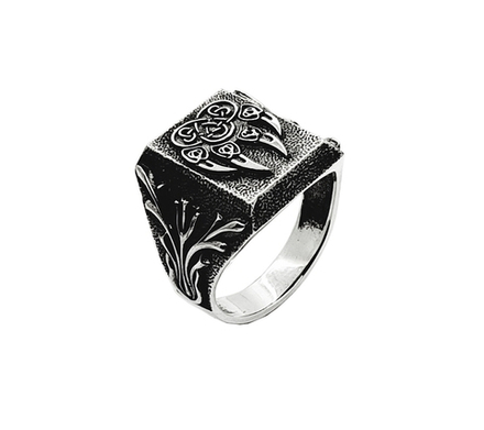 Мужское кольцо печатка с оберегом Волчья Лапа
