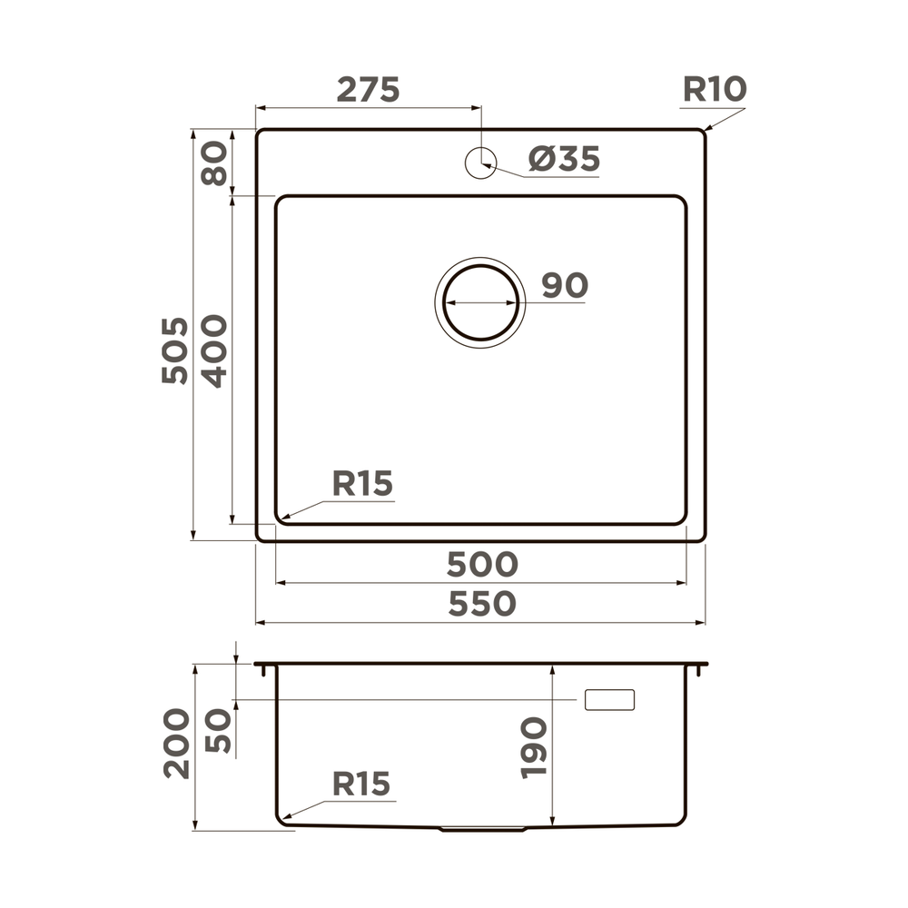 Мойка Omoikiri Amadare 55-IN нерж. сталь | Нержавеющая сталь