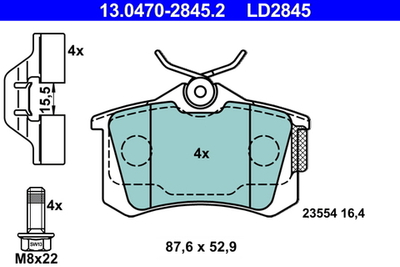 ATE - 13047028452-ATE - Brake Pad Set, disc brake