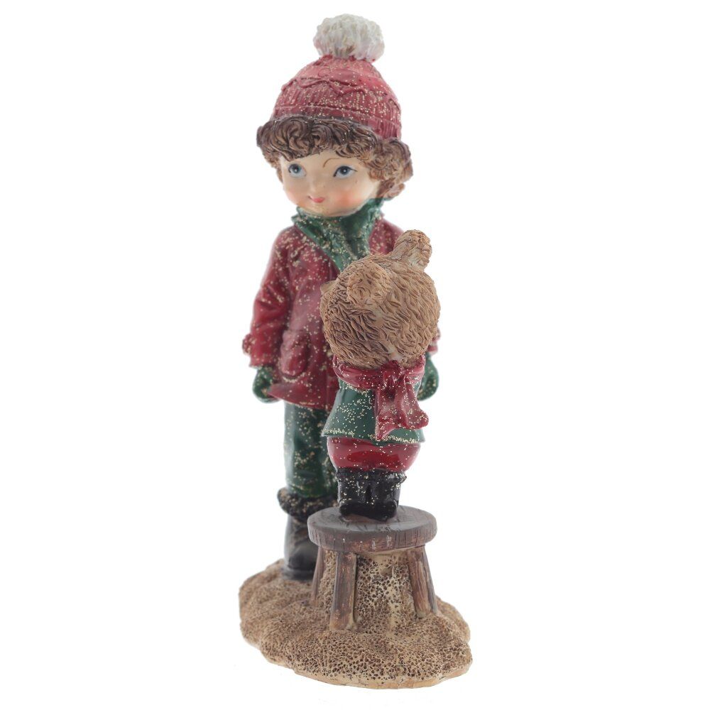 GAEM Фигурка декоративная "Мальчик и медвежонок", L8,5 W5 H13,5 см