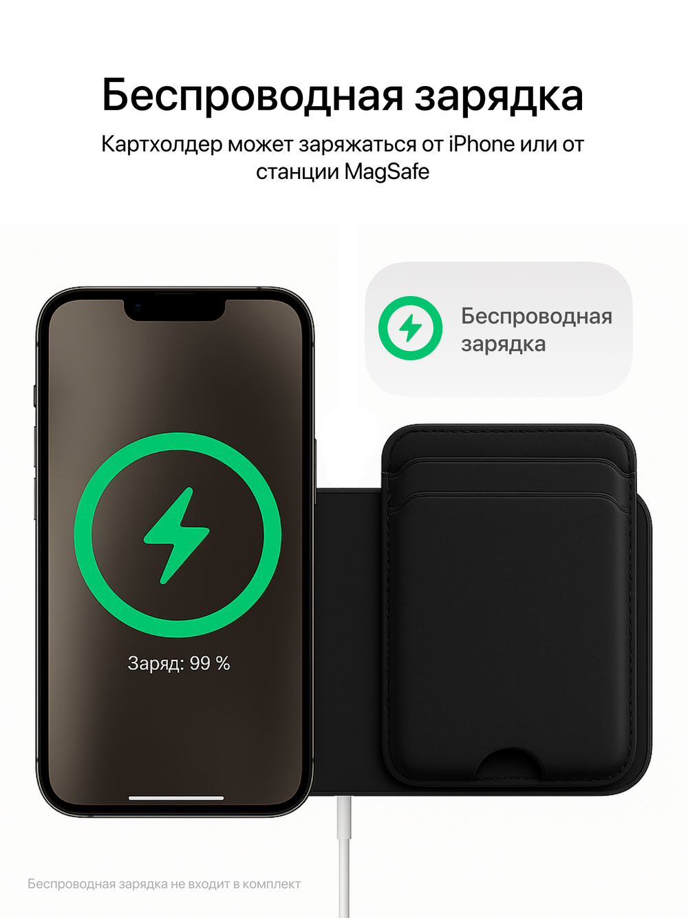Картхолдер MagSafe с Локатором Apple Find My. Черный раскладной