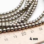 Гематит Шар бусины (имитация), цвет золотистый, размер около 4 мм, цена за отрезок 19 см (1/2 нити)