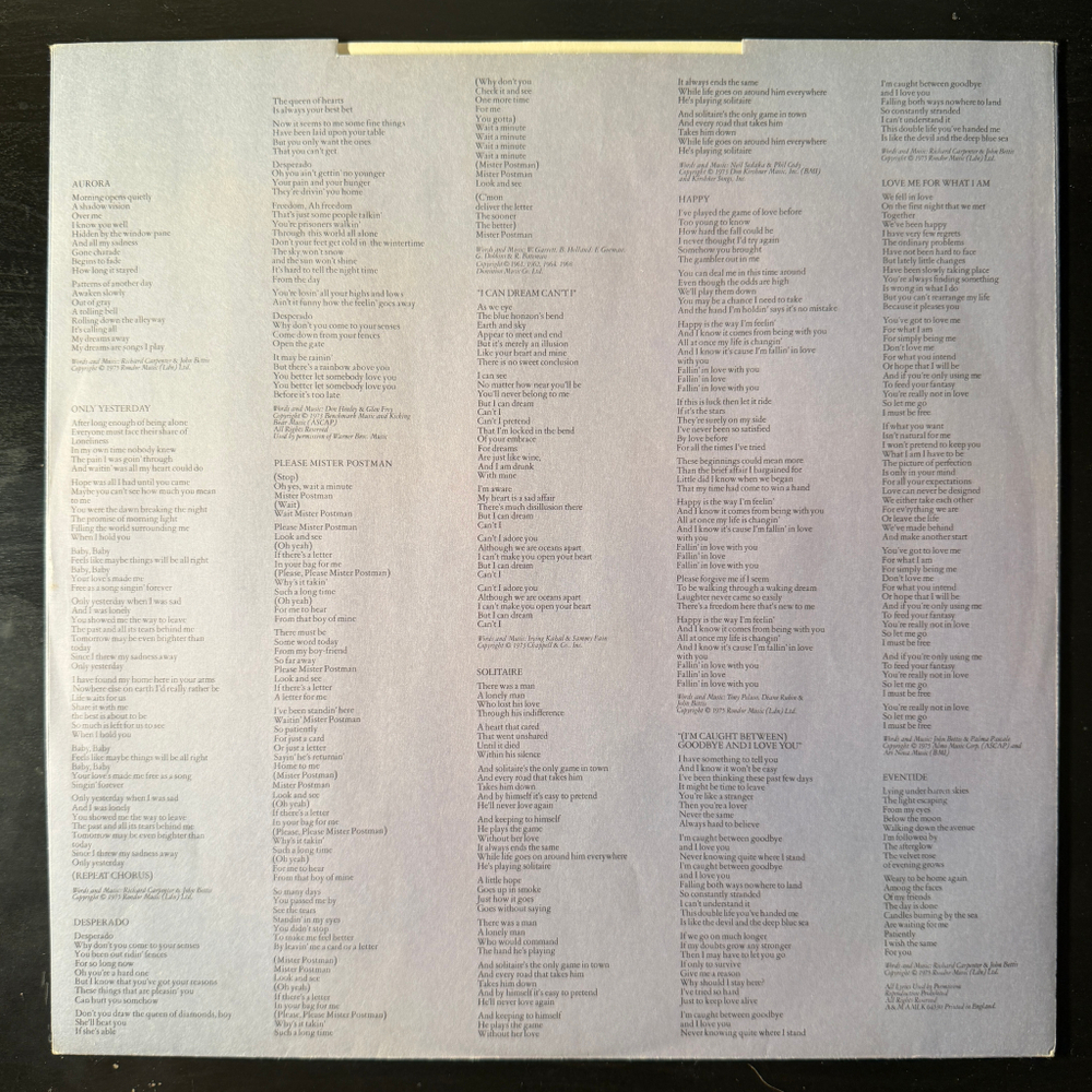 Carpenters - Horizon (Англия 1975г.)