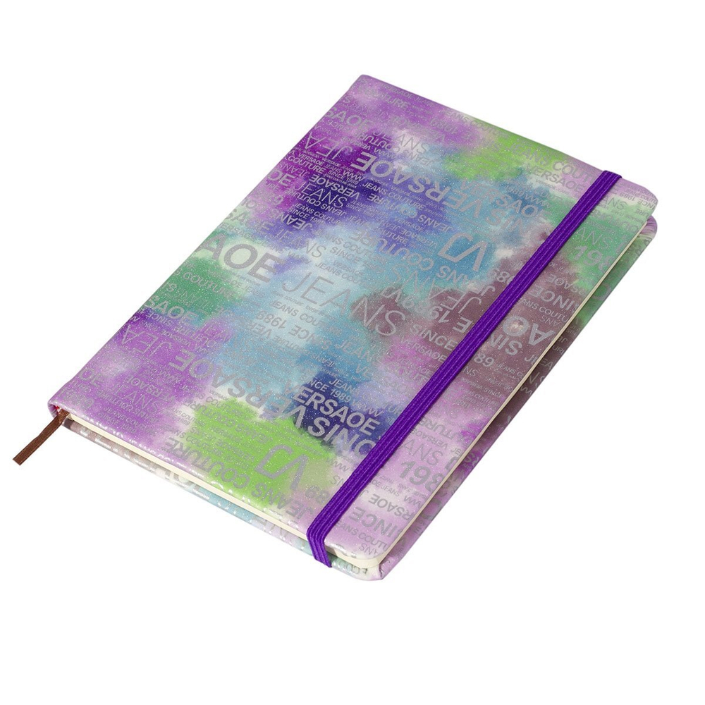 Записная книжка, А7, Alingar, 7БЦ, ПВХ (печать на мокром шелке), на резинке, клетка, 96 л., "Трендовые надписи", сиреневый