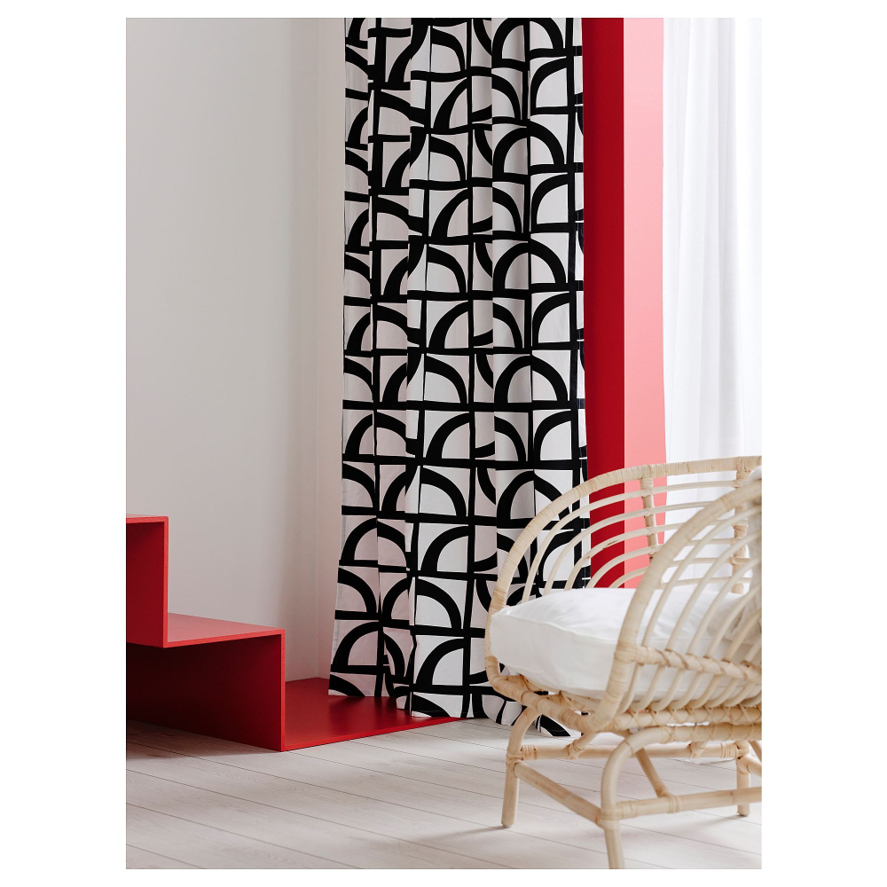 Комплект штор IKEA VINTEROXBAR, Черно-белый, 145x250 см, 2 шт