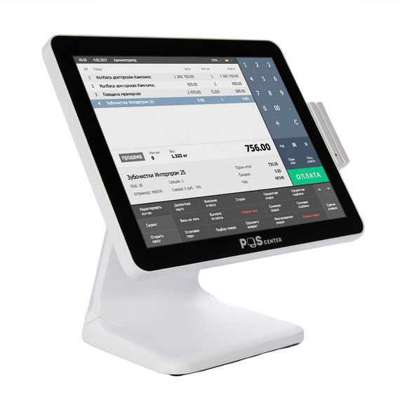Сенсорный моноблок POScenter POS101 (15&quot;, PCAP, WB-J3455, RAM 8Gb, SSD M2 128Gb, MSR) без ОС, БЕЛЫЙ