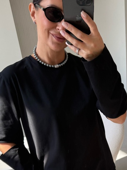 Жемчужное колье с кристаллическим элементом