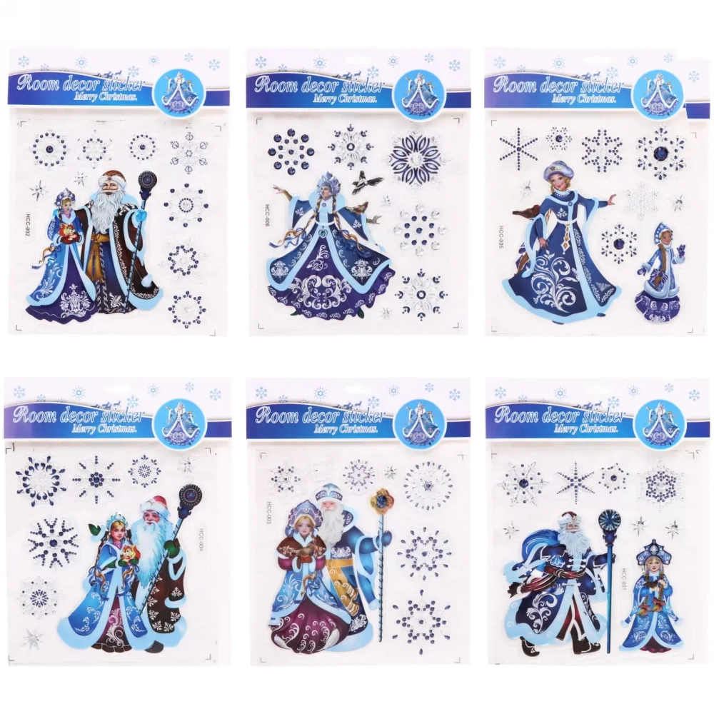 Набор наклеек «Дед Мороз и Снегурочка» 27*20 см, в ассортименте