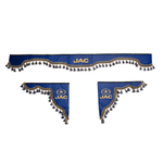 Ламбрекен с косынками стеганые JAC (экокожа, синий, синие кисточки)