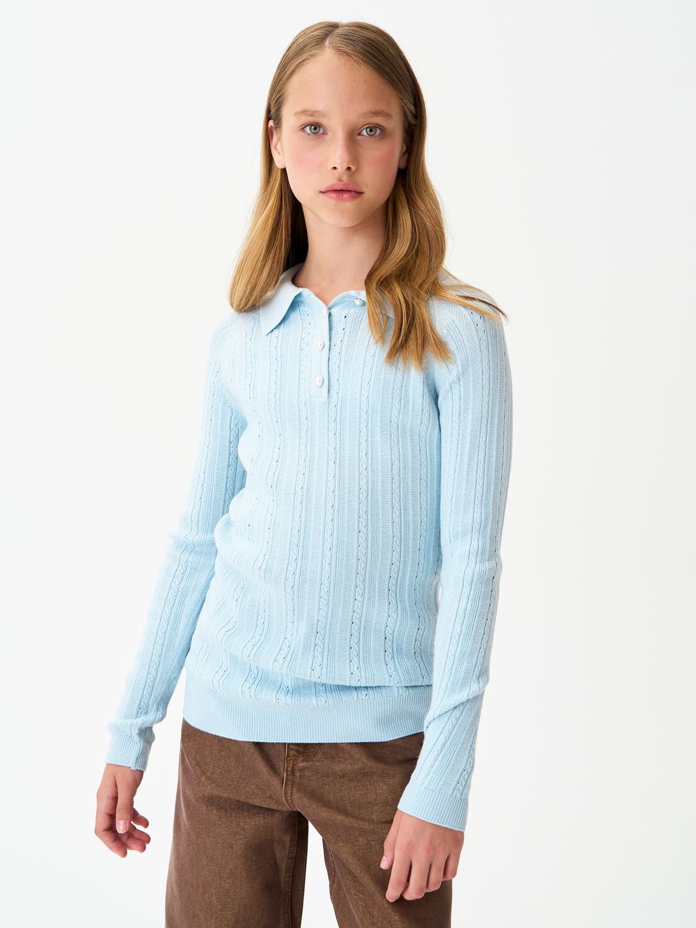 Джемпер поло для девочки1327 небесно-голубой