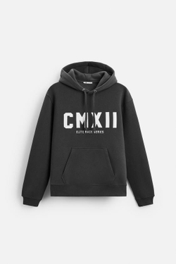 ZARA ХУДИ С ВЫШИТЫМИ НАДПИСЯМИ, АНТРАЦИТОВО-СЕРЫЙ