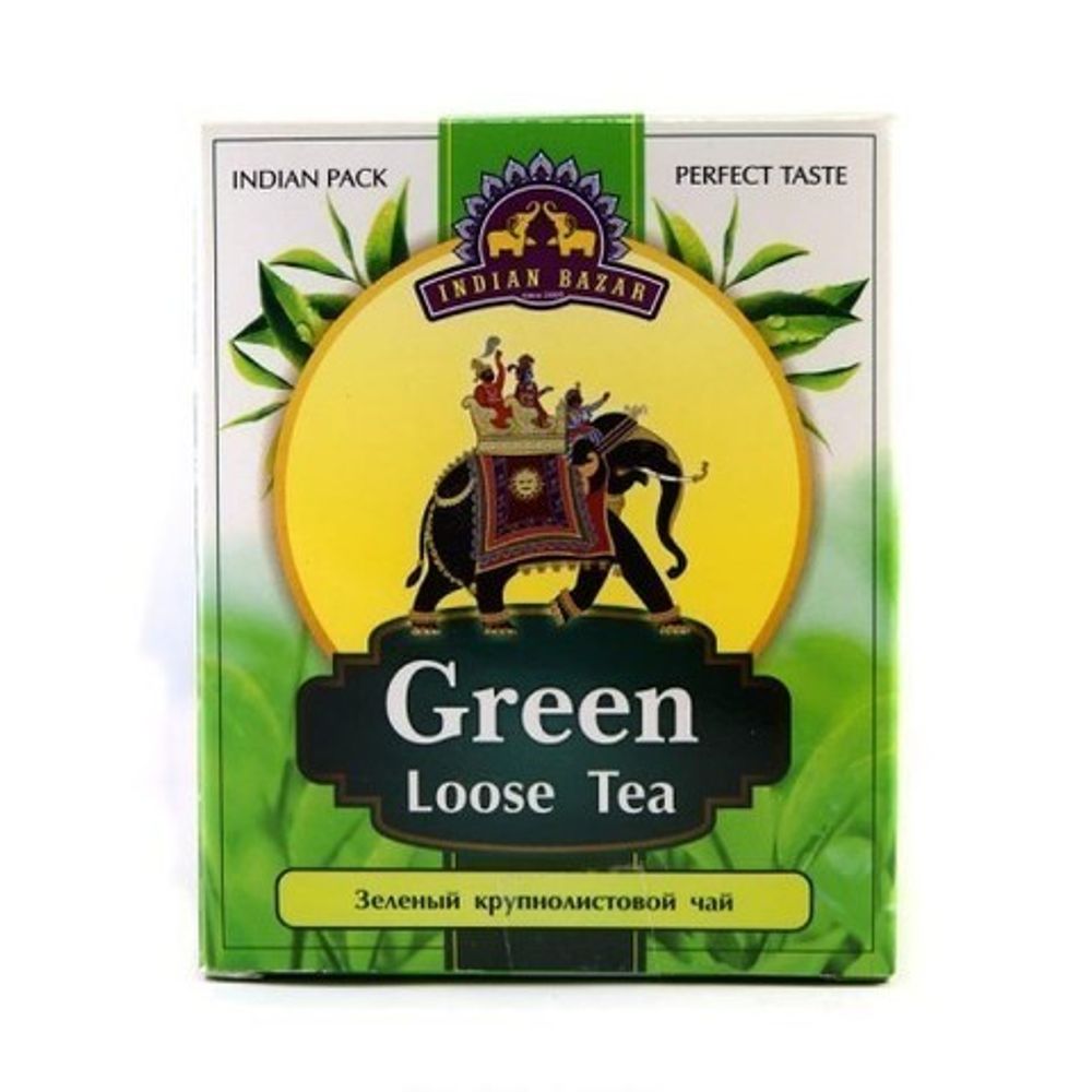 Чай Indian Bazar Green Loose Tea зеленый крупнолистовой (в коробочке), 200 гр