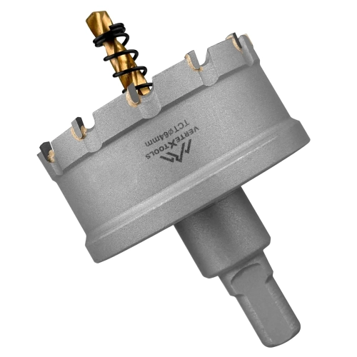 КОРОНКА ПО МЕТАЛЛУ ТВЕРДОСПЛАВНАЯ С ЦЕНТРИРУЮЩИМ СВЕРЛОМ VERTEXTOOLS 64мм